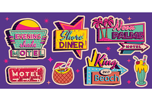 Vintage neon bar and motel retro, an Object Illustration by art PVP - market