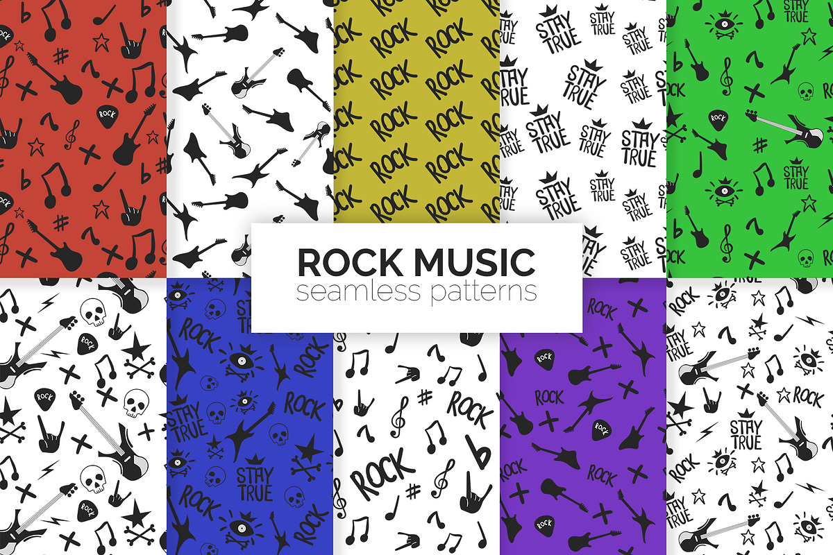 Rock Music Seamless Patterns, a Pattern Graphic by 3Y_Design (Photo 1 of 6)