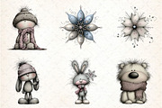 Whimsical Icy Blue Christmas Bundle, an Illustration by DreamCafeArt (Thumbnail 5 of 6)