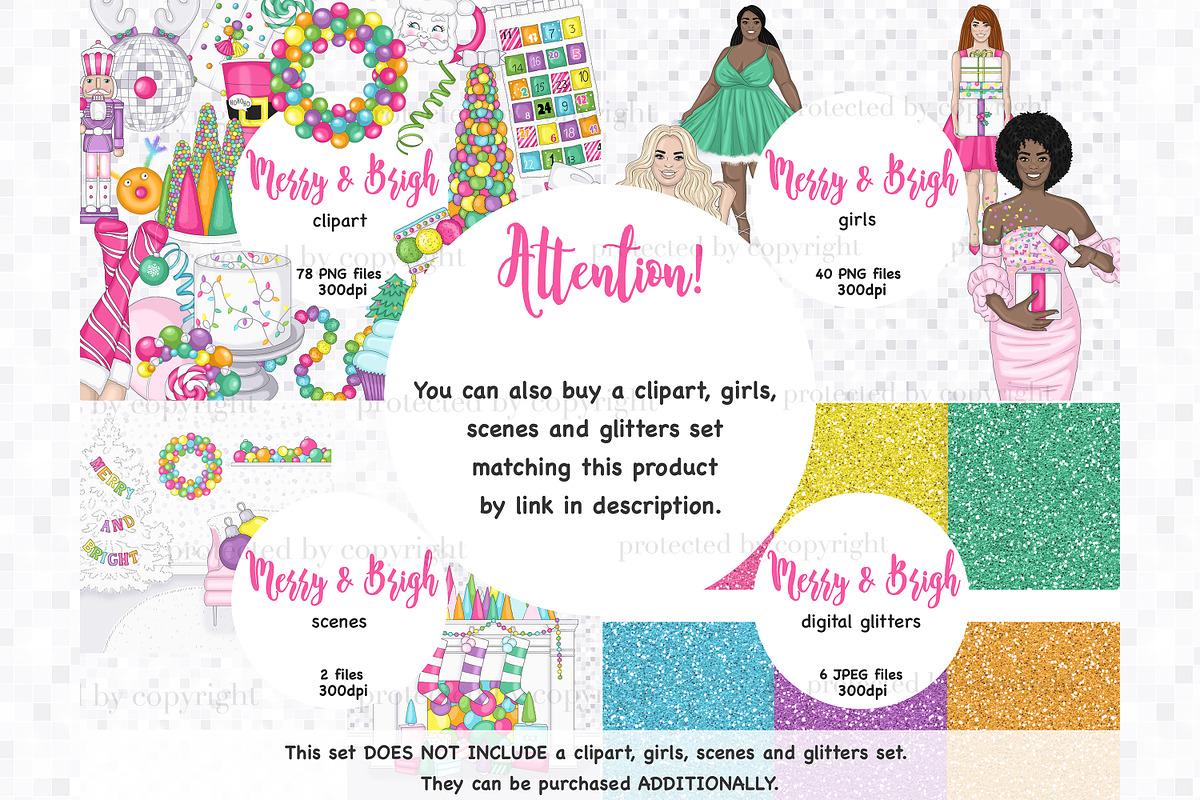 Merry And Bright Pattern, a Pattern Graphic by GlamArtZhanna (Photo 4 of 4)