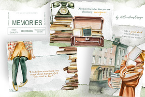 Watercolor Memories Clipart Set