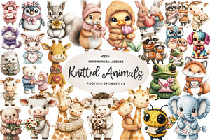 Kawaii Knitted Animals Mother's Day, an Illustration by CreationArt