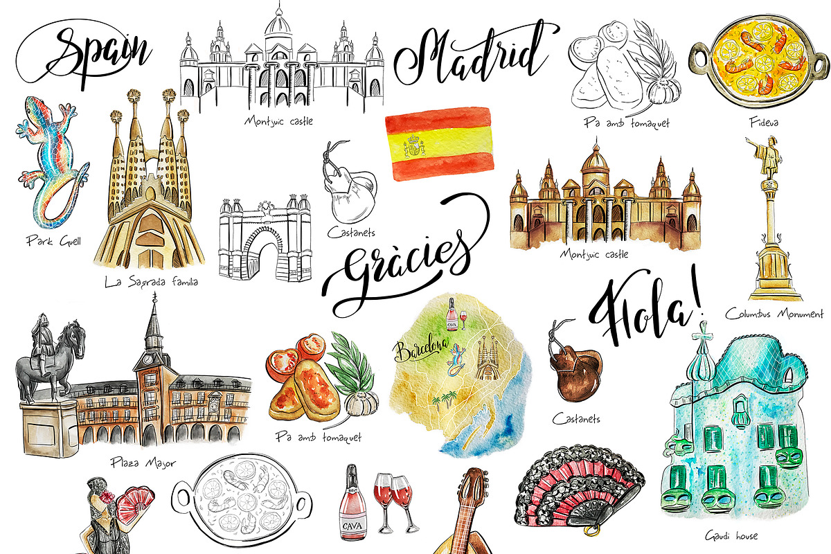 Travel Spain clipart, a Food Illustration by Kate Snitser (Photo 2 of 5)