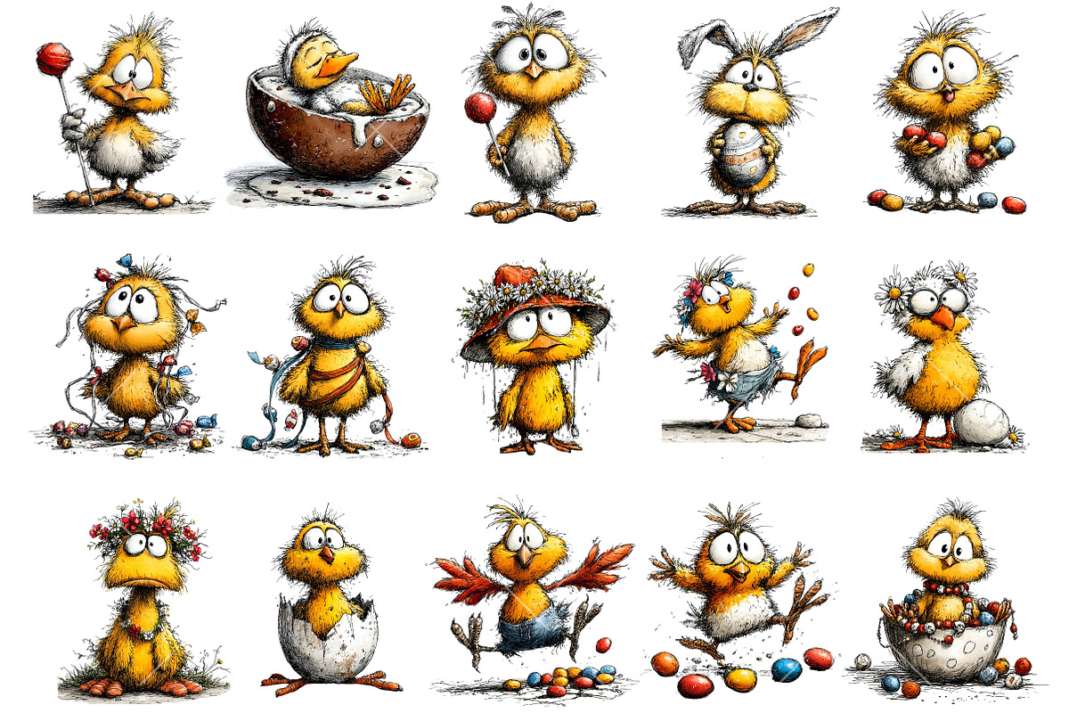 Funny Easter Chick Clipart, an Illustration by OK Design (Photo 3 of 6)
