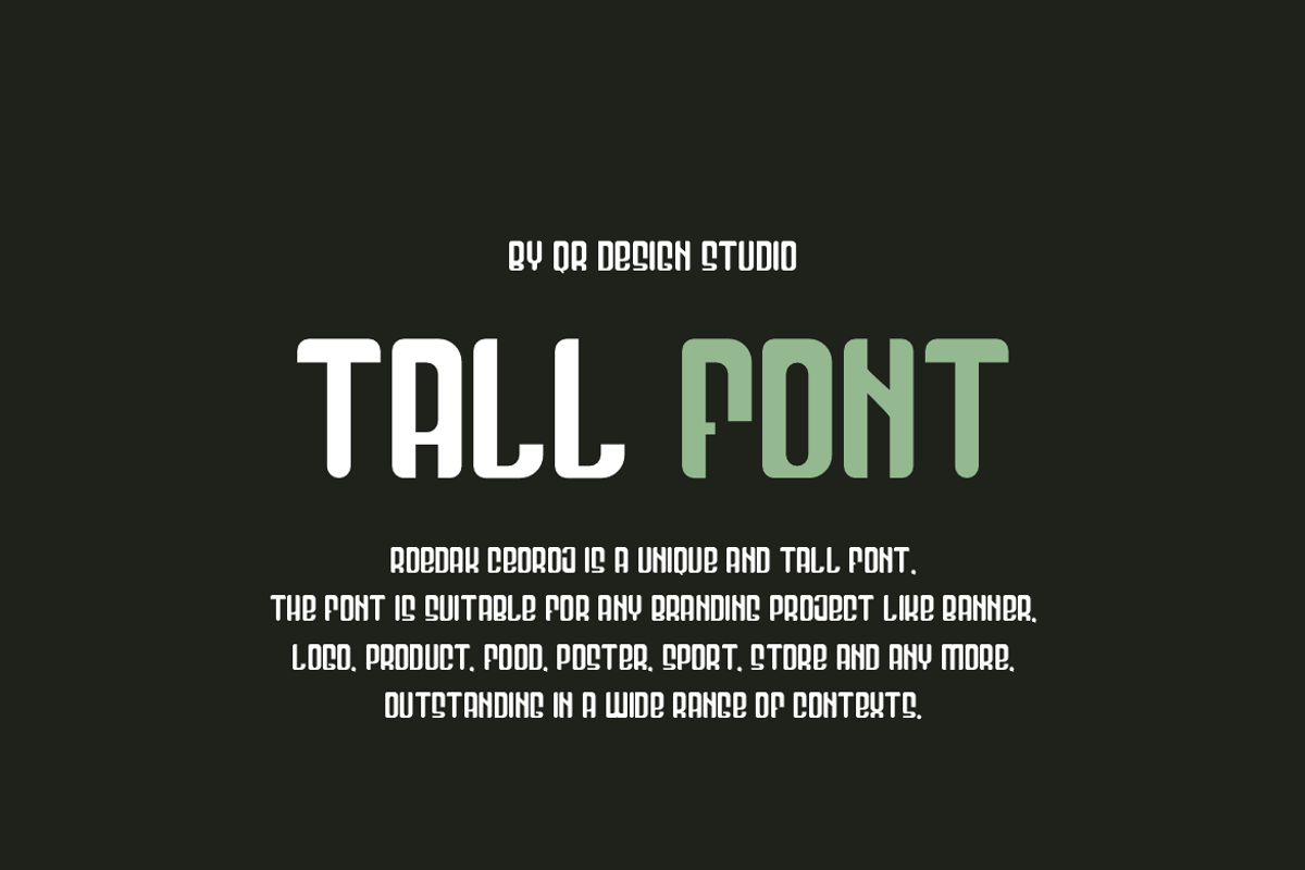 Roedak Ceoroj - Modern & Tall Font, a Sans Serif Font by QR Design Studio (Photo 2 of 7)