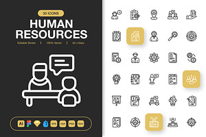 Human Resources Icons, an Outline Icon by Spacepixel Creative