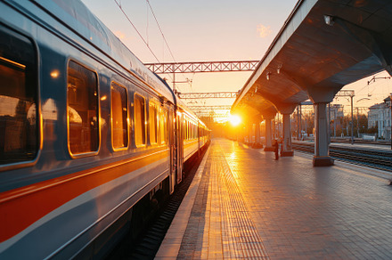 Walking on the railway in evening preview 5