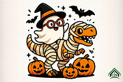 Spooky Witch Ghost Saurus png, an Illustration by Craft Nest (Thumbnail 1 of 6)