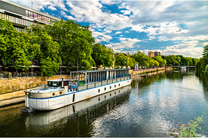 Boat on the Neckar river in, a Nature Photo by Leonid Andronov