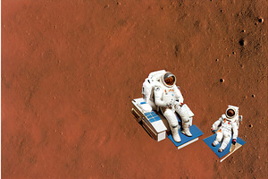 People Astronaut On Mars Composition