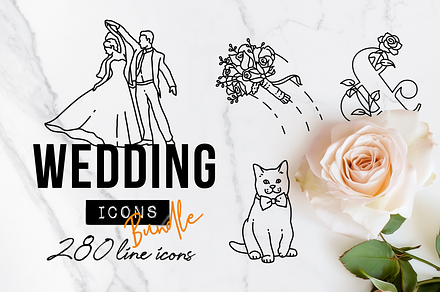 280 Wedding Icons - Bundle, an Outline Icon by Hatch Design Workshop