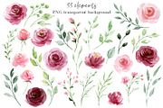 Watercolor flowers Pink & Marsala, an Illustration by Larisa Maslova (Thumbnail 10 of 14)