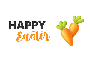 Happy Easter banner with carrots, a Food Illustration by GraphiShop
