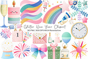 Glitter New Year Clipart, an Illustration by Black Bird Studio (Thumbnail 1 of 6)