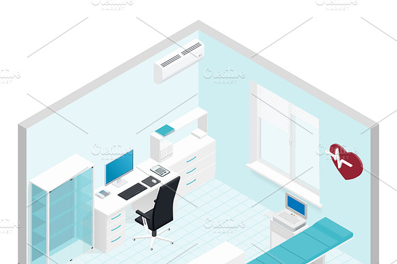 Cabinet Cardiologist Isometric Room