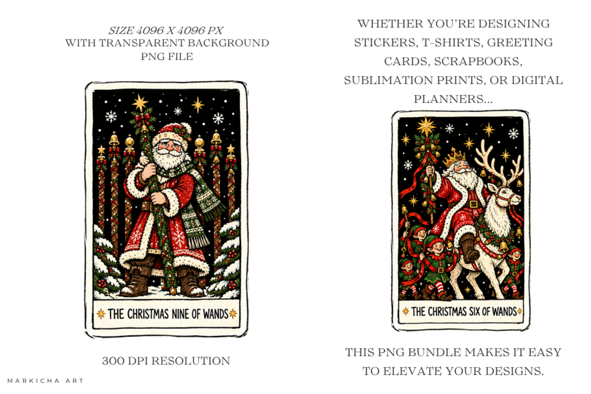Christmas Tarot Cards PNGs, a Seasonal Illustration by Markicha Art (Photo 2 of 5)