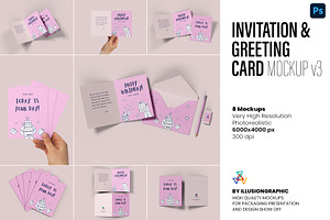 Invitation & Greeting Card Mockup v3, a Packaging Mockup by Illusiongraphic