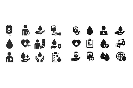 Set of black and white icons, a Healthcare Illustration by ZinetroN