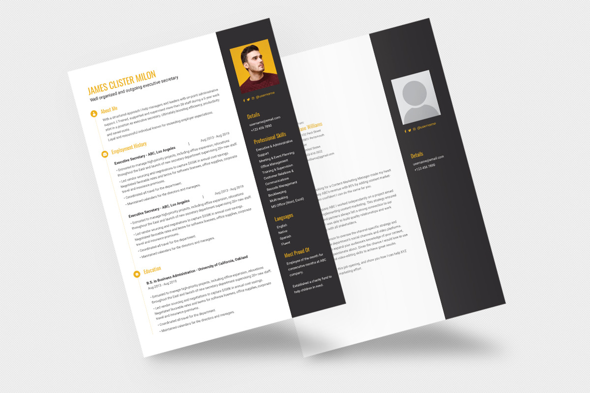 Secretary Resume Template, a Resume Template by iDoodle Studio (Photo 3 of 4)