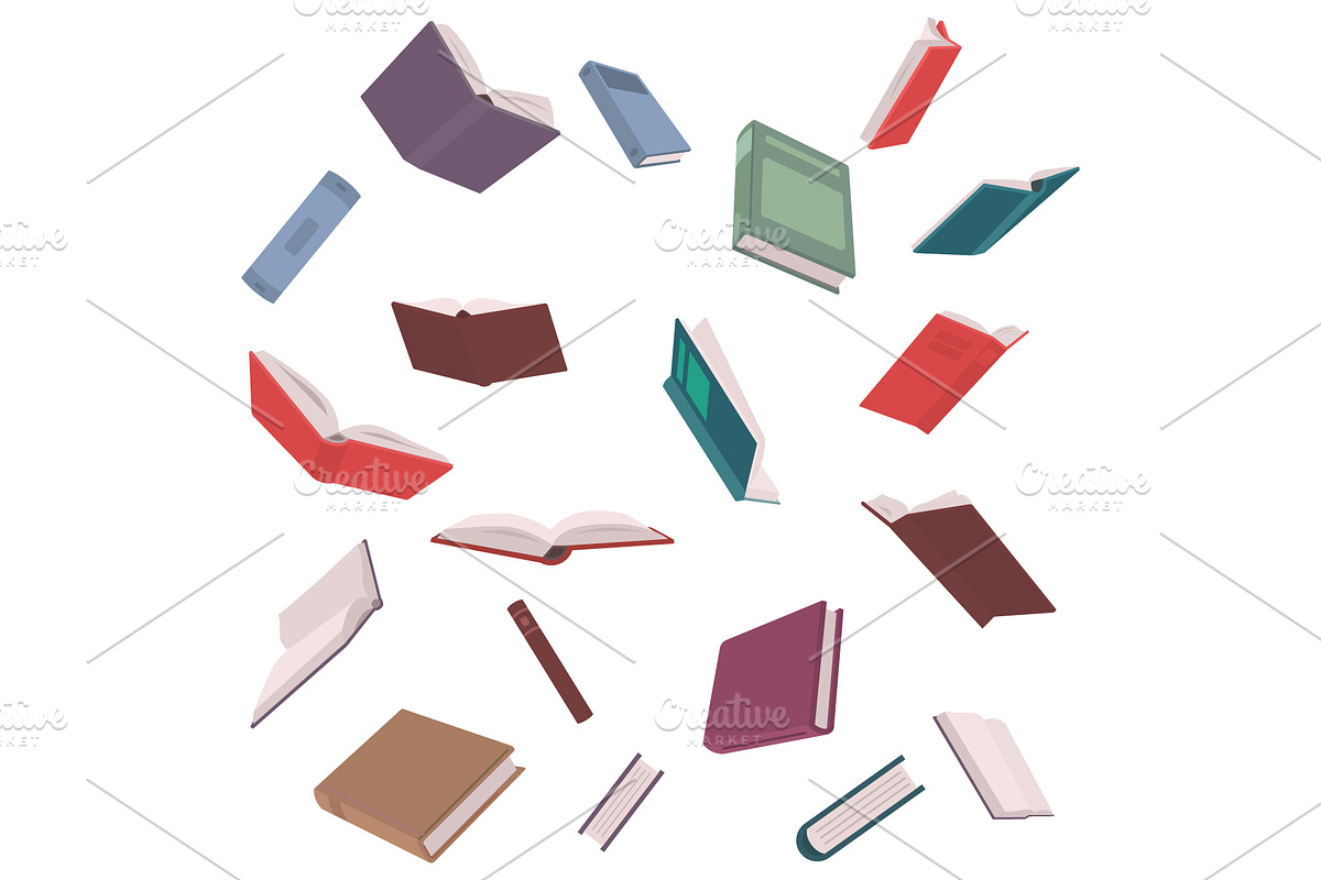 Collection of flat various books, an Education Illustration by Yayasya
