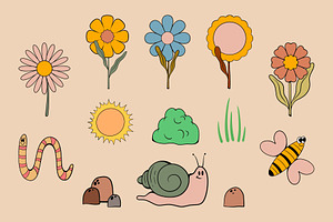 Groovy Mushrooms Vector Collection