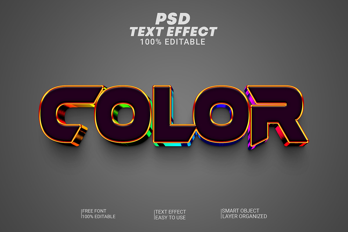 Color 3d text effect style, a Layer Style Add-On by Md Imamul