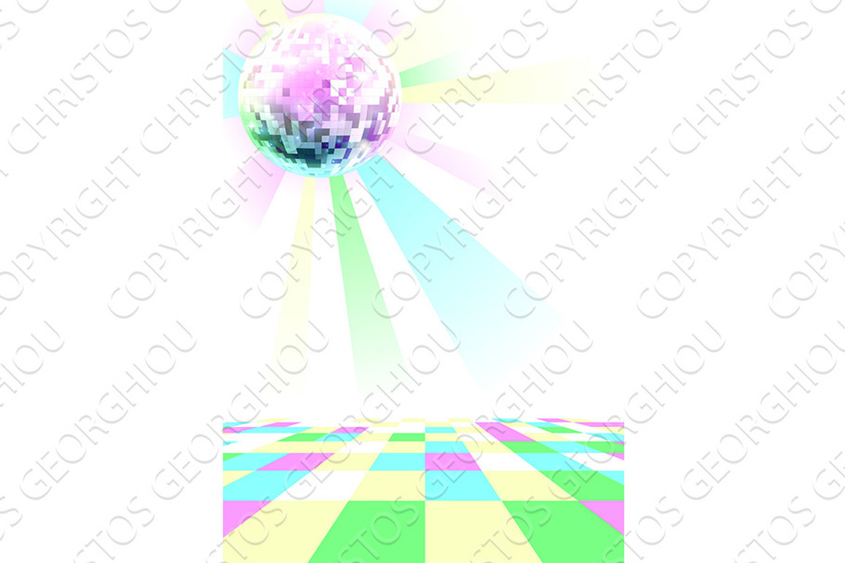 Retro Disco Nightclub Mirror Ball, a Decorative Illustration by Christos Georghiou