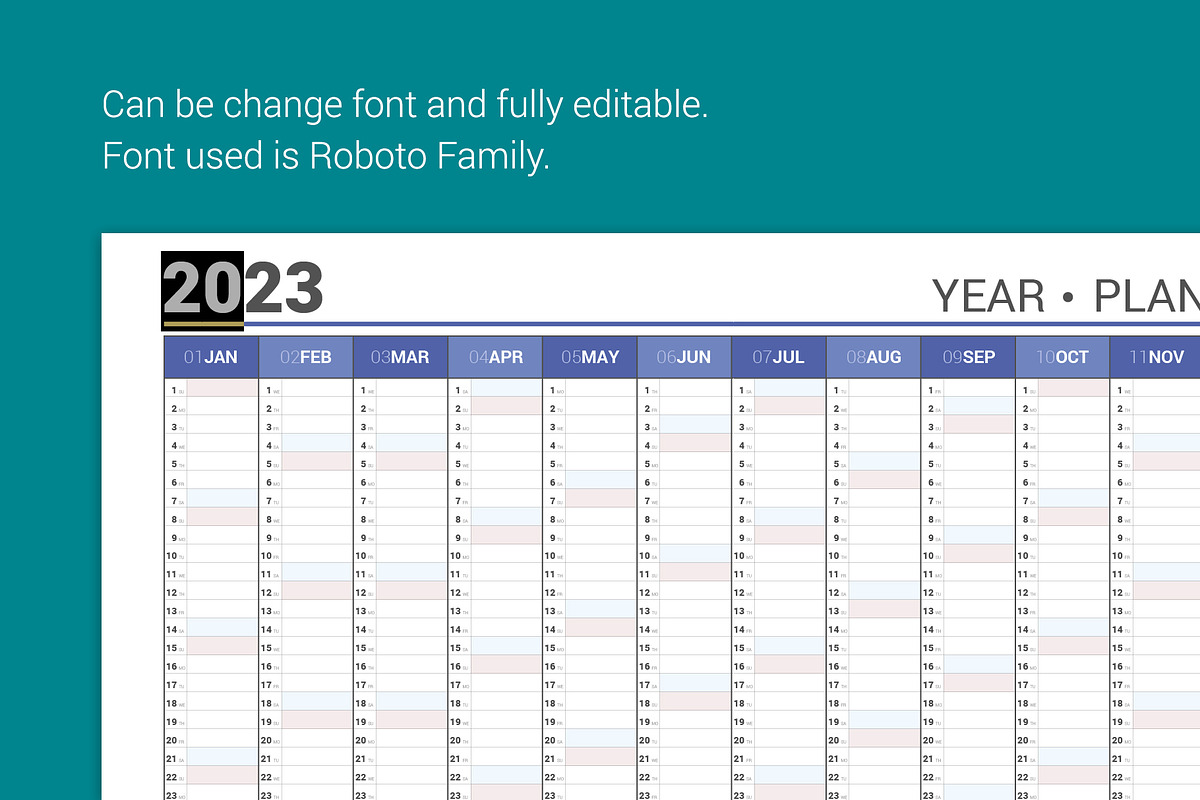 Calendar 2023 Planner Simple Style, a Stationery Template by WORAKAMON Design Studio (Photo 2 of 4)