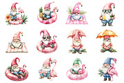 Gnome Flamingo Clipart, summer gnome, an Illustration by Design Market (Thumbnail 3 of 3)