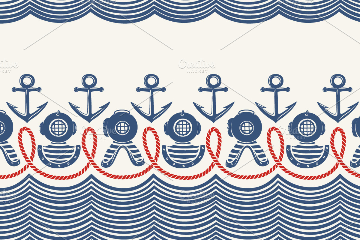 16 Nautical Retro Patterns & Borders, a Pattern Graphic by Adiemus (Photo 11 of 13)