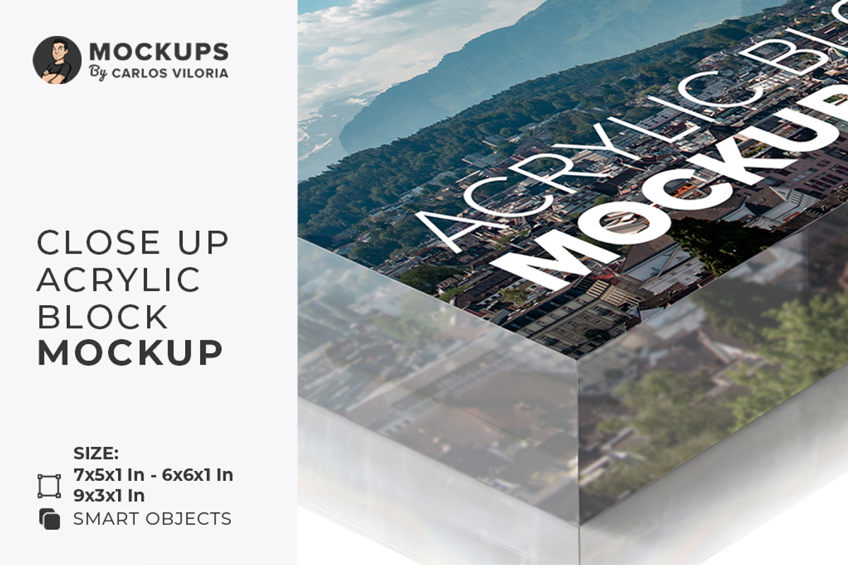 Close Up Acrylic Photo Block Mockup, a Merchandise Mockup by Mockups by Carlos Viloria (Photo 1 of 4)