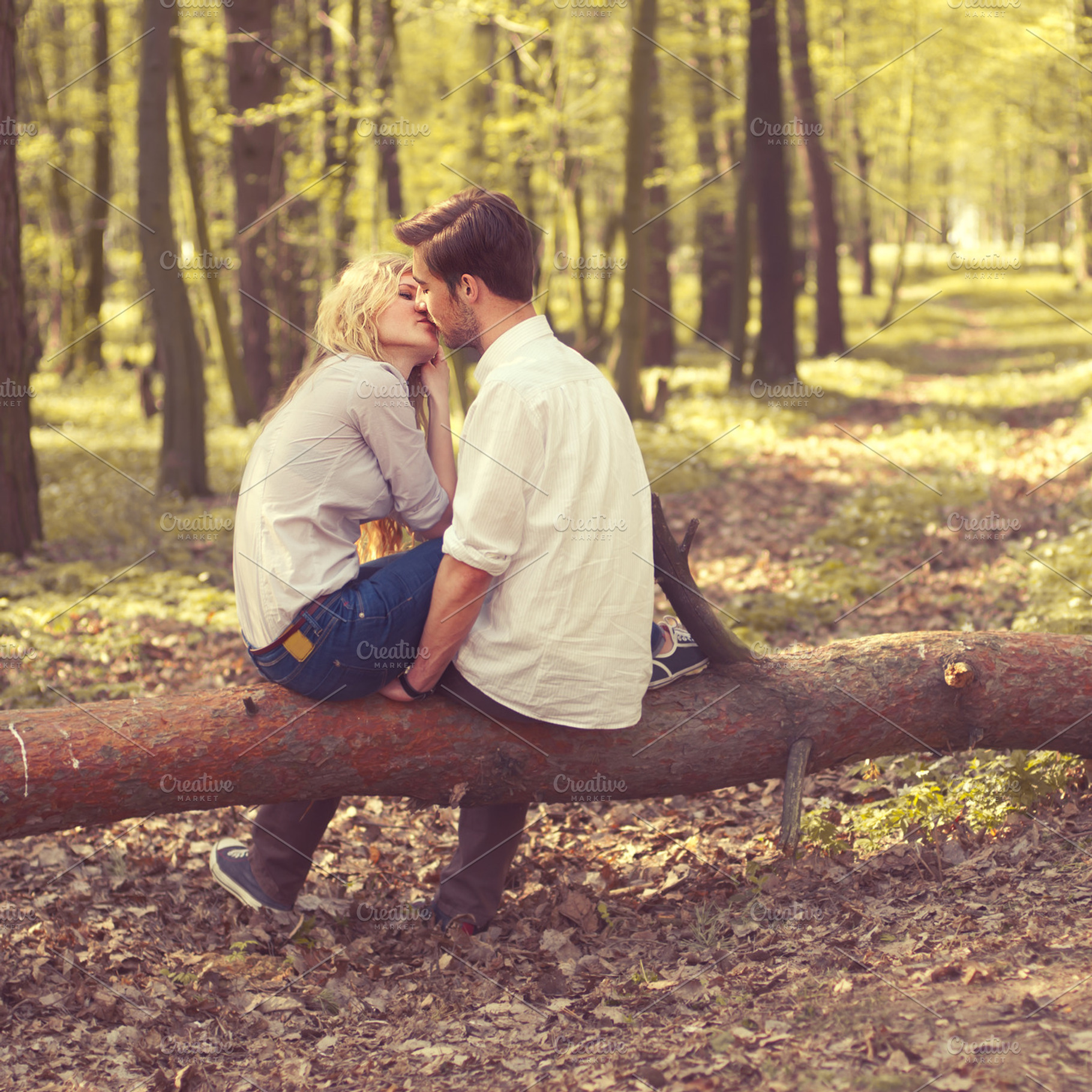 kissing couple in the forest, a Person Photo by Aleshyn Andrei