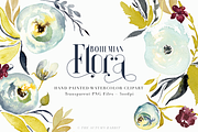 Bohemian Flora - Watercolor Clipart, an Illustration by The Autumn Rabbit Ltd (Thumbnail 1 of 7)