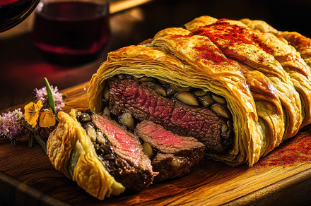 Rustic Sliced Beef Wellington, a Food & Drink Photo by Virgo Studio