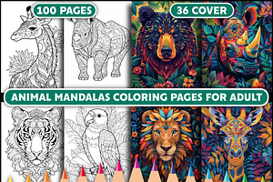 100 Animal Mandala Coloring Pages, an Animal Illustration by Design Station