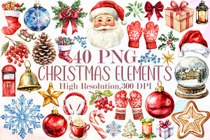 Watercolor Christmas DIY Elements Se, an Illustration by Sublimation Artist