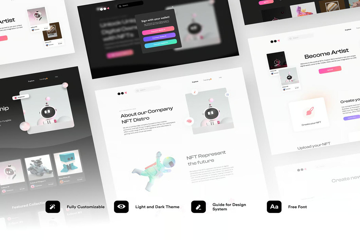 NFT Distro NFT Website UI Design KIT, an UI Kit Template by Lumina_ui_ux202 (Photo 7 of 7)