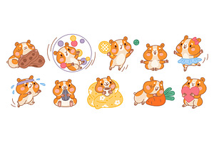 Kawaii hamster characters. Funny, an Animal Illustration by YummyBuum