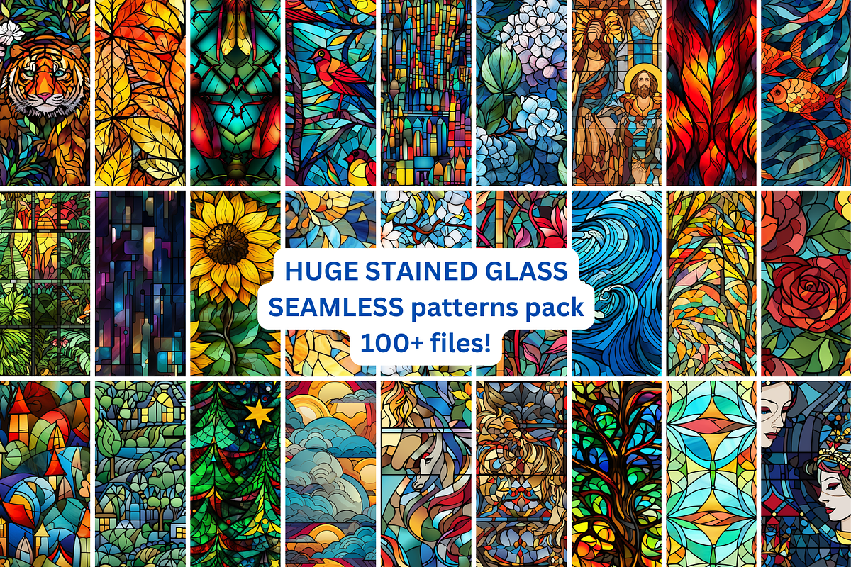 100+ Stained Glass Seamless Patterns, a Background Graphic by mkStudioLab