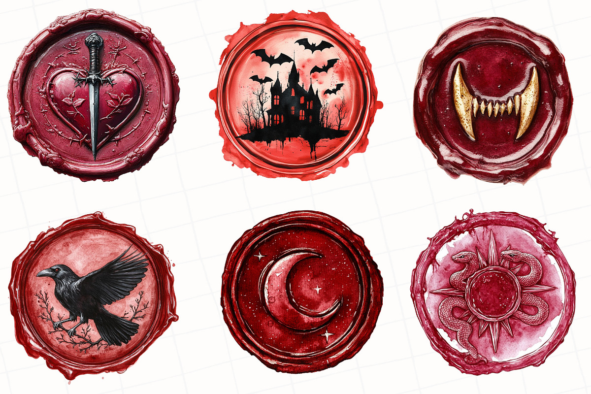 Halloween Red Wax Seal Stamp Clipart, an Illustration by OK Design (Photo 3 of 5)