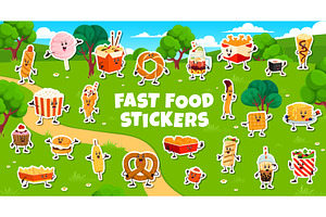 Fast food characters stickers, a Food Illustration by Buch&Bee