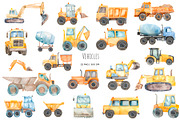Watercolor construction clipart, a Transportation Illustration by Art and Funny (Thumbnail 2 of 4)