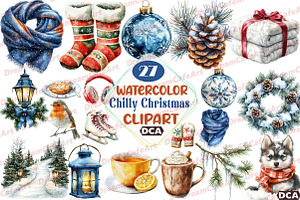Chilly Christmas Day Clipart, an Illustration by DreamCafeArt