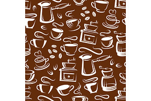 Steaming Coffee Seamless Pattern