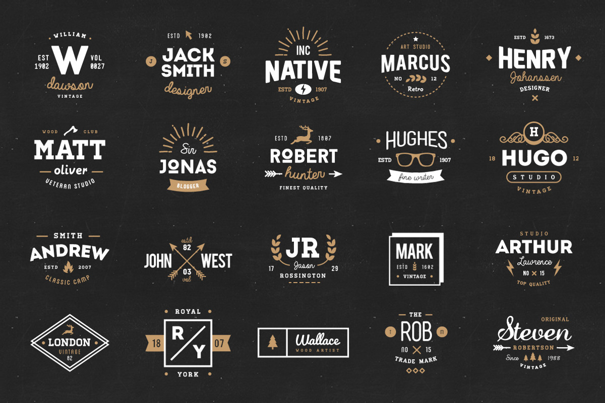 20 Vintage Logos & Badges Vol 01, a Branding & Logo Template by vuuuds (Photo 2 of 5)
