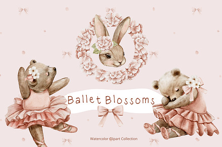 Ballet Blossoms Watercolor clipart, an Object Graphic by NikiArts