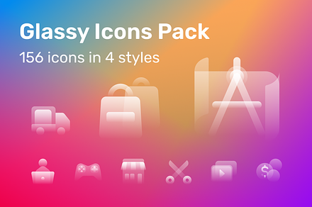 Glassy Icons Pack, an Outline Icon by Amazing Custom Icons