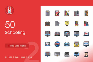 50 Schooling Filled Line Icons, an Icon by IconBunny