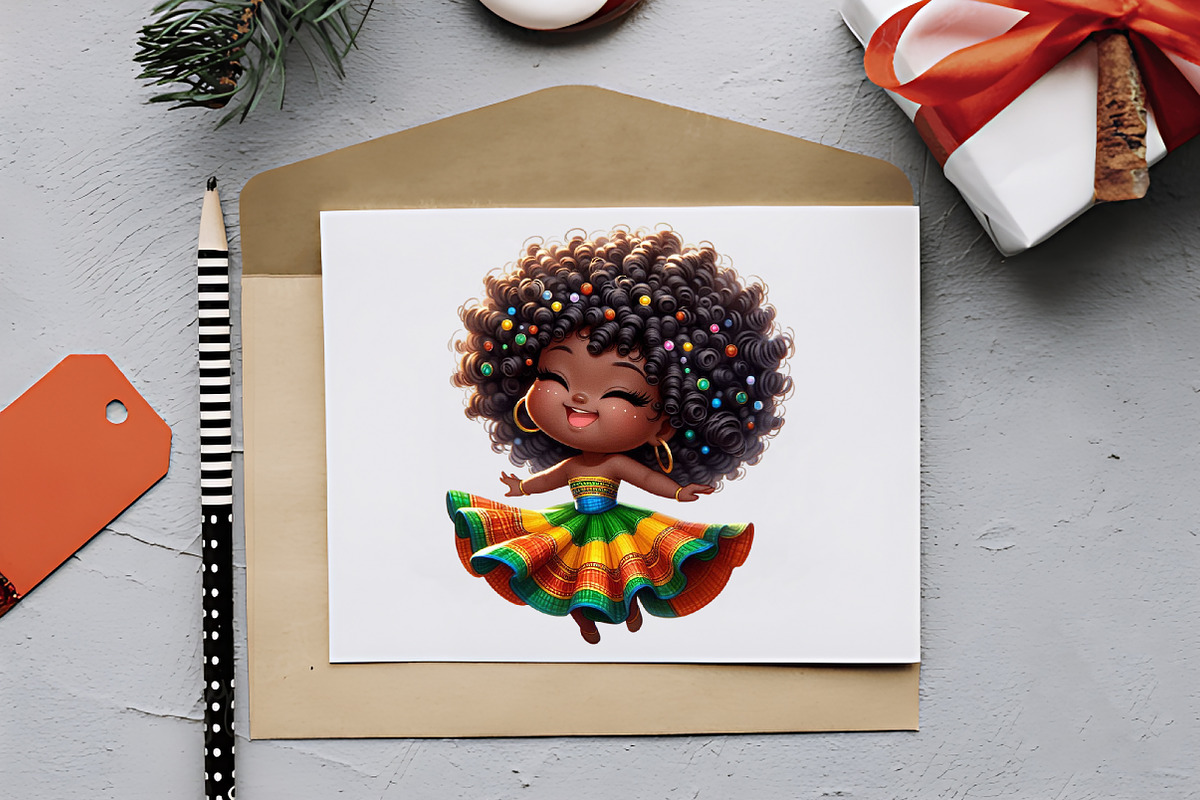 Juneteenth Black Chibi Girls Clipart, an Illustration by RobertsArt (Photo 7 of 7)