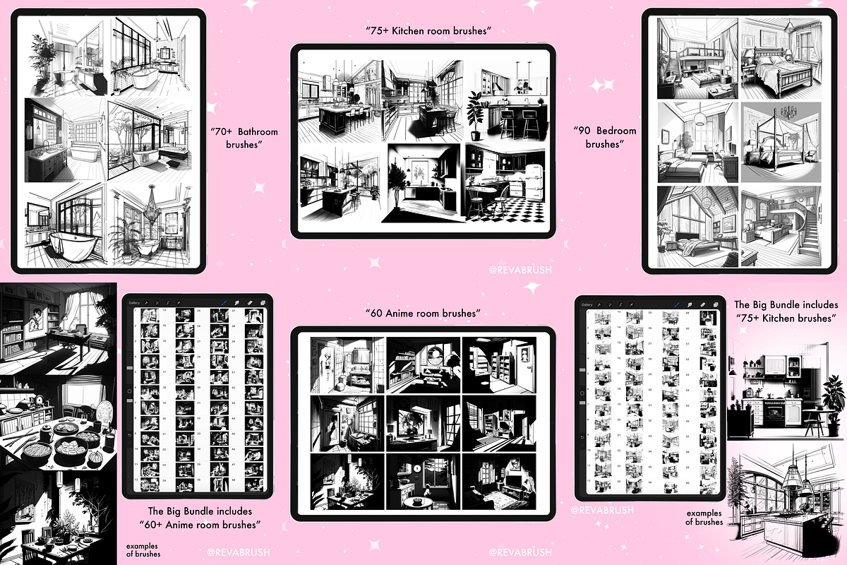 2235 BUNDLE Procreate Stamp Brushes, a Brush Add-On by Revabrush (Photo 8 of 17)
